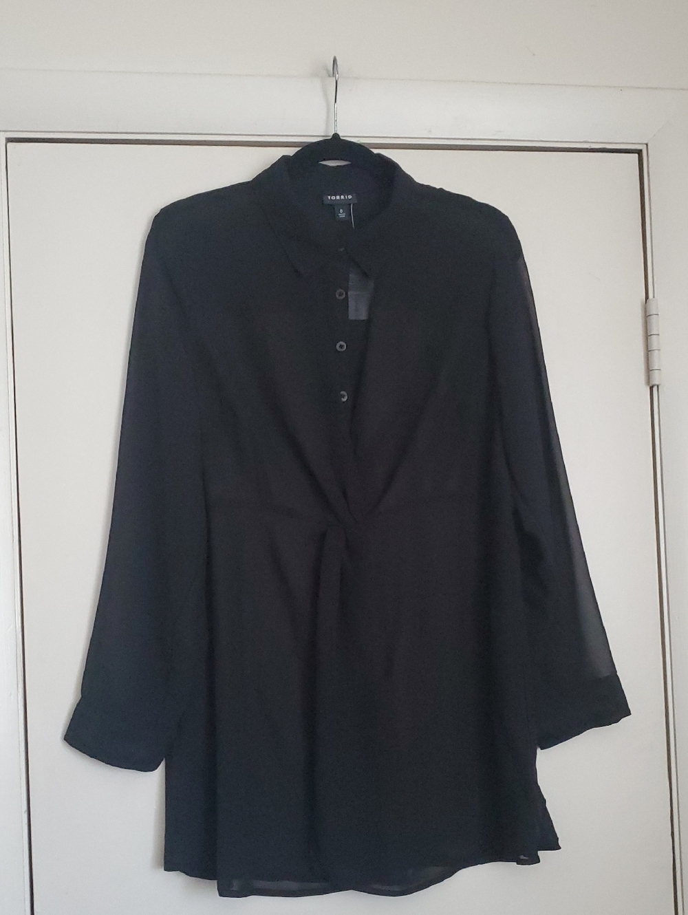 *NWT*  Chiffon Twist Front Button-Down Tunic Deep